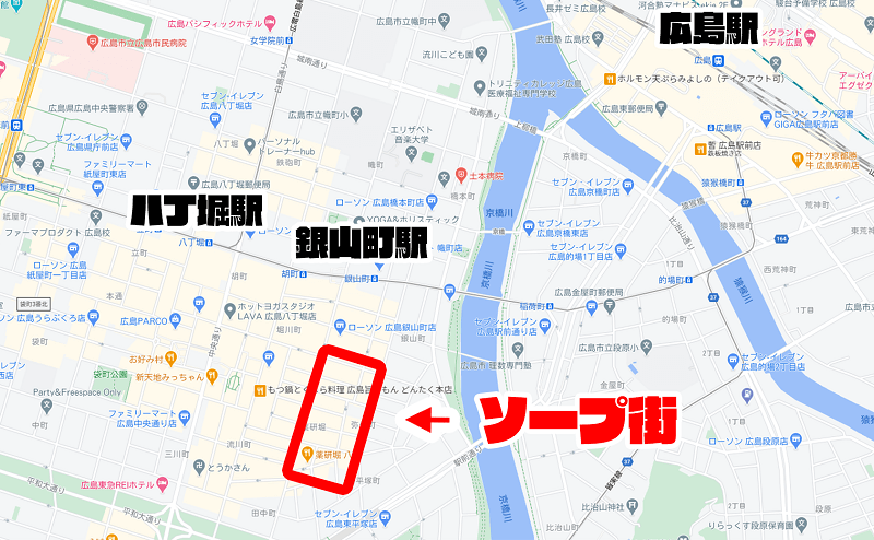 広島のソープ街の地図
