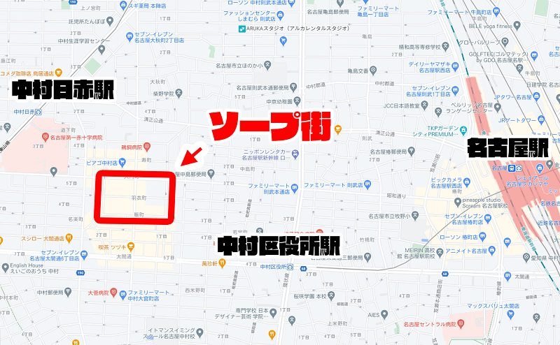名古屋のソープ街の地図